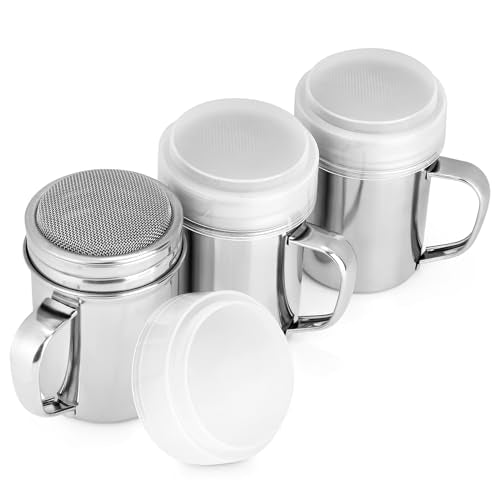 Accmor Powdered Sugar Shaker Duster, Cinnamon Shaker Flour Duster Sifter, Fine Mesh Stainless Steel Shaker for Sugar Flour Cocoa Coffee Bar, 6 Ounce, 3 Pack - size: 6 Ounce