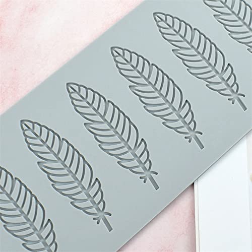 Chocolate Silicone Molds 3D Hollow Feather Leaf Fondant Mold Geometric Shaped Candy Mold Cupcake Cake Topper Sugar Craft Cake Decoration (C_13.4 * 3.92 * 0.12inch) - size: C_13.4*3.92*0.12inch