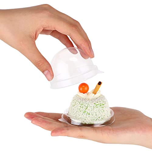 Patelai 150 Pcs Mini Cupcake Containers Clear Plastic Dome Boxes, Clear - color: Clear