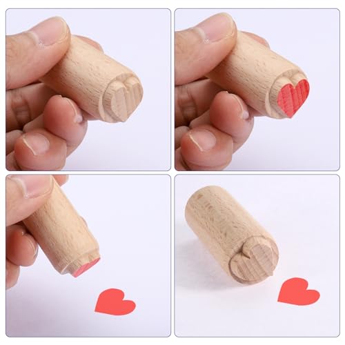 HARFINGTON Wood Pottery Tools Stamps 0.8" Dia 2" L Wood Block Print Stamps