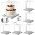 Watersay 6 Pack 12''x12''x13'' Silver Cake Box with Cake Boards and Ribbon - color: Silver, size: 12''x12''x13''