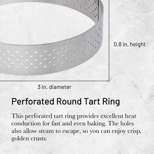 de Buyer Perforated Round Tart Ring - 3” Diameter, 0.8” Height - Perfect for Baking Beautifully Crisp Tarts - Easy to Use & Clean - Made in France - size: 3"