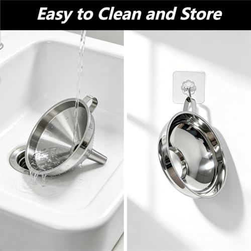 Stainless Steel Canning Funnel Set 2 Pack for Kitchen Use (Large Set)