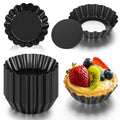 32 Pcs Mini Tart Pans Egg Tart Molds with Removable Bottom Round Nonstick Quiche Pan Mini Pans Quiche Bakeware Mold Fluted Side