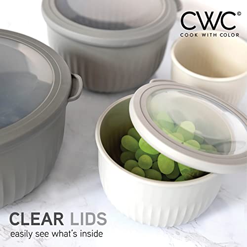 COOK WITH COLOR Prep Bowls with Lids- Wide and Deep Nesting Plastic Small Mixing Bowl Set with Lids, 8 Piece Set - Deep Bowls, Gray - color: Gray, size: 8 Piece Set - Deep Bowls