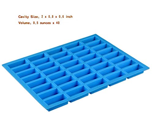 Mity rain 40 Cavities Rectangle Silicone Mold - Caramel Candy Trays Molds for Chocolate Truffles, Ganache, Jelly, Praline, Ice Cube Tray, Gummy(blue) - color: 1PC