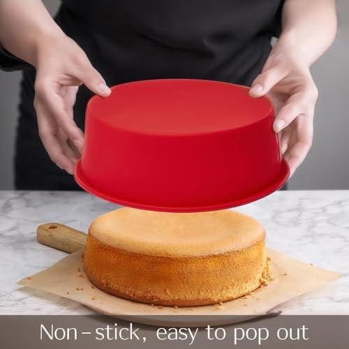saphe 10 Inch round Cake Pans (2Packs) - Non-Stick Mini Round Baking Pans, Silicone Cake Molds for Small Layer Cakes and Desserts (10 inch) - size: 10 inch