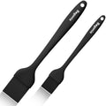 Begonia Silicone BBQ Sauce Brush, Black, 2pcs 10+8 inch Food Brush - color: Black