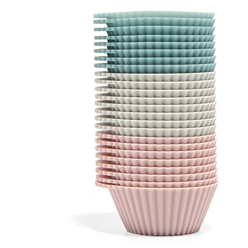 The Silicone Kitchen Reusable Silicone Baking Cups Silicone Muffin Liners for Cupcakes, BPA Free, Mini, 24 Pack, Pink Gray Blue - size: Mini