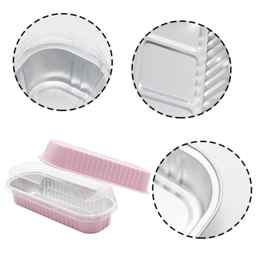 50 Pack 6.8oz Mini Cake Pans with Lids, Pink - color: Pink, size: Rectangle
