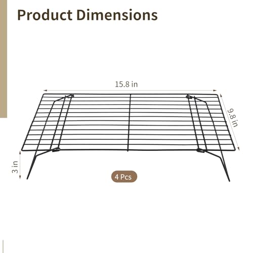 4 Pcs Cooling Racks for Baking and Stackable Collapsible