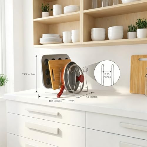 Simple Houseware Kitchen Pot Lid Rack Holder Organizer, Silver - color: Silver