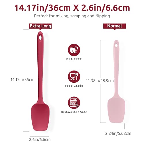 U-Taste 14" Long Silicone Spoonula, 600°F High Temp Spoon Spatula, Red - color: Red, size: 14 in (spoon spatula)