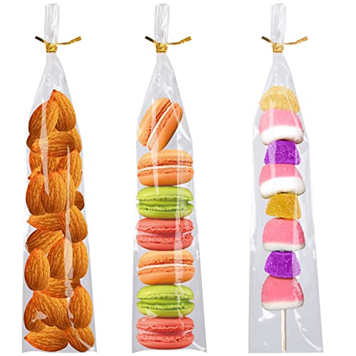 Augshy Pretzel Rod Bags,300 Pcs 2x10 Clear Treat Bag with Sea for Packaging - size: 2 x 10 Inches