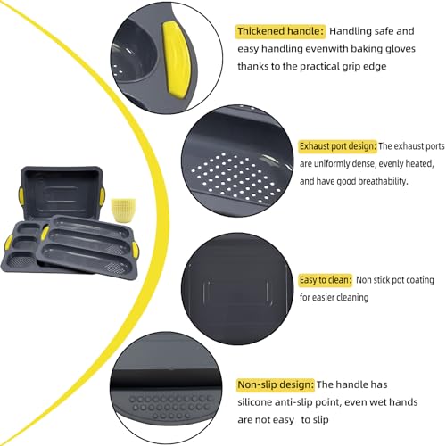 Silicone Bread Loaf Pan, Nonstick Baguette Bread Pan, Baking Pan Set - color: Black Set