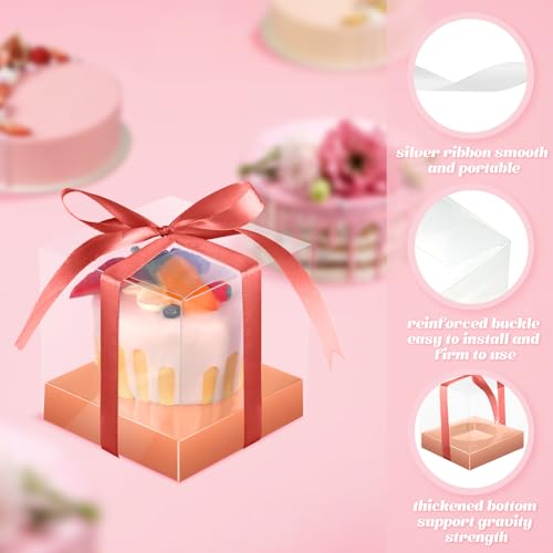 Thenshop 50 Pcs Clear Cupcake Boxes Individual 3.5 Inch, Rose Gold - color: Rose Gold