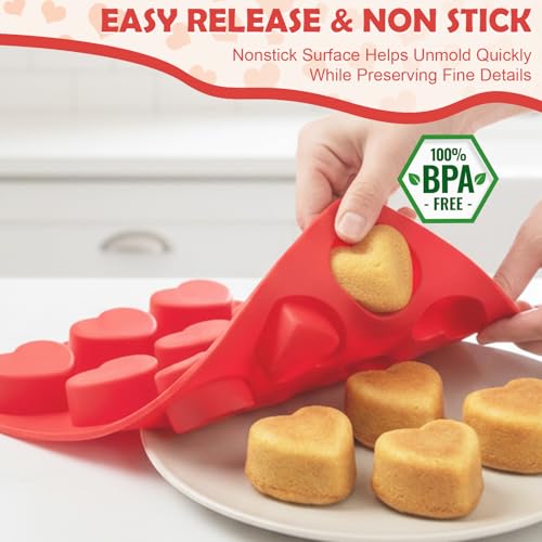 HKNMTT 2Pcs Silicone Heart Molds for Chocolate Muffin 12-Cavity Nonstick - style: 2.2" Heart 2PCS