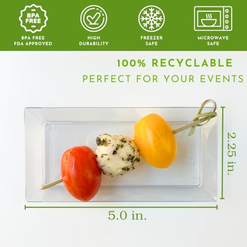50ct Small 5" Clear Rectangle Plastic Dessert Plates | CMJJ - color: Clear