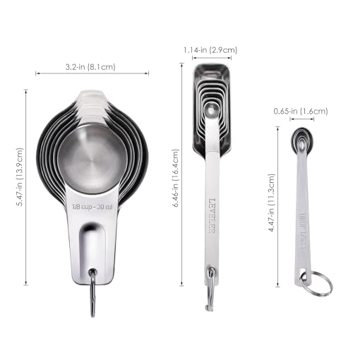 20PCS Measuring Cups and Spoons Set,Stainless Steel,with Leveler - size: 20PCS