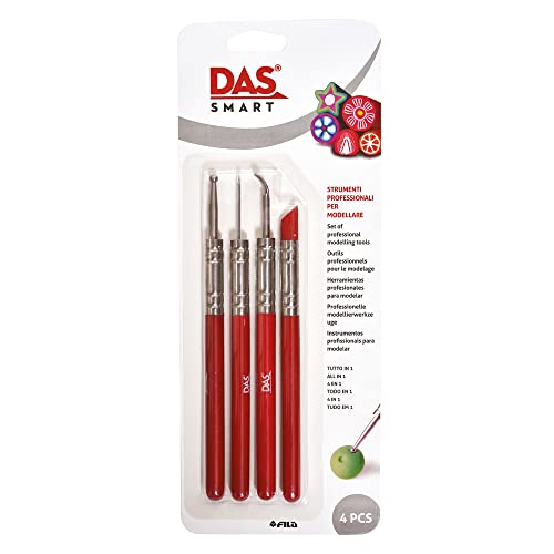 DAS Professional Clay Tools - 4 Metal Sculpting Tools for Artists and Students - Practical Carving Tools for Fine Details and Textures - Durable Clay Carving Tools for Modeling Shaping and More - size: 4 PROFESSIONAL CLAY TOOLS