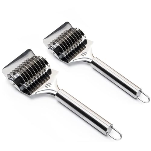 2PCS Noodle Cutter,Pasta Roller Tool for Homemade Noodles,Stainless Steel Noodle Maker for Kitchen Cooking Tools (Stainless steel)
