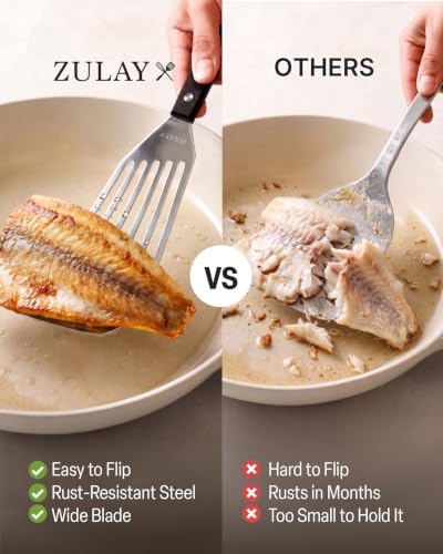 Zulay Kitchen Stainless Steel Fish Turner Spatula - size: Large
