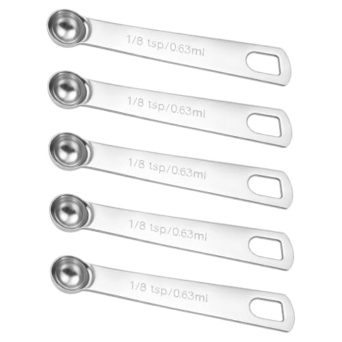 5PCS 1/8tsp(1/24tbsp, 0.63 ml) Measuring Spoon Teaspoons Stainless Steel Measure Spoons for Precise Cooking, Baking and Spices Measurement - size: 1/8tsp(1/24tbsp, 0.63 ml)
