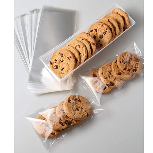 Morepack Cellophane Treat Bags 4x9 In 200 PCS Cookie Bags with Twist Ties - size: 4x9 Inch (Pack of 200)