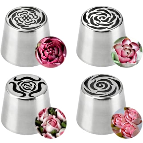 4 Pcs Extra Large Russian Piping Tips Set, 4-Flower Piping Tips