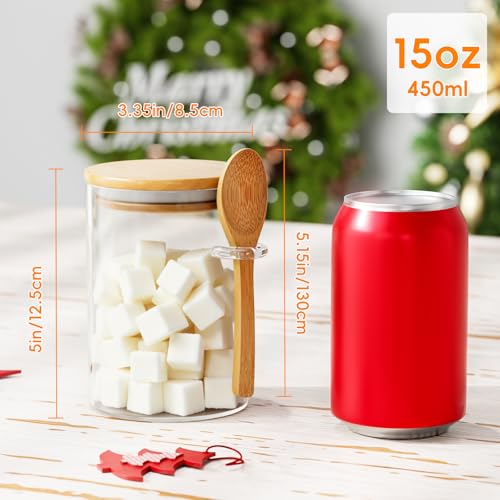 15 oz Glass Sugar Container, 1 Pack Coffee Container, Glass Jars with Lids