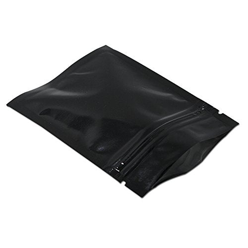 100 Pack 2.7x3.9 inch Opaque Black Reusable Resealable Mylar Bags - color: Black, size: 2.7x3.9 inch