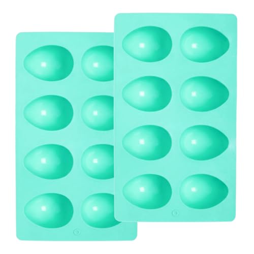 2 Pack Silicone Egg Molds 8 Cavity Easter Silicone Candy Mold 3D Egg-Shaped Silicone Baking Mold for Chocolate, Jello, Mini Cakes, DIY Desserts, Candy, Ice, Pudding, Baking (2, Green) - color: Green