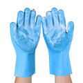 Silicone Dishwashing Gloves with Scrubbers, Pet & Dish Scrubbing（1pair, 12.2" L）
