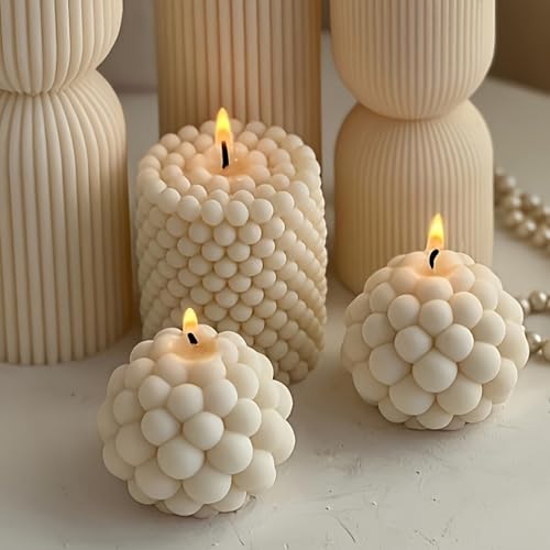 Silicone Candle Molds, 3D Bubble Sphere Scented Candle Mold, Cozy Atmosphere Design, Colorless, BPA Free, Silicone Molds for Candle Making, DIY, Resin, Wax, Soap, Clay, Chocolate Etc - color: Bead Sphere