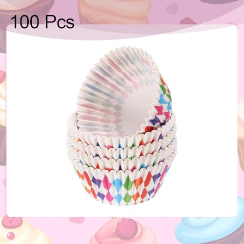 HARFINGTON 100 Count Cupcake Liners Cupcake Cups Colored Rhombus - color: White 4