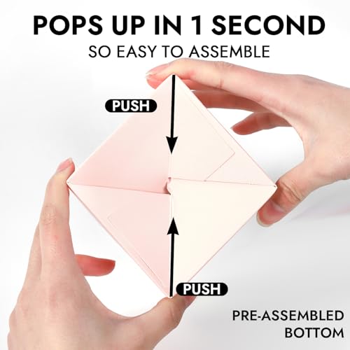 JCD 70 packs Pink Cupcake Boxes Individual Cupcake Container 3.5" x 3.5" x 3.5" Auto-Pop up Single cake Box for Bakery Gift Giving(70 Boxes+70 Inserts) (Pink/70Pcs) - color: Pink/70Pcs