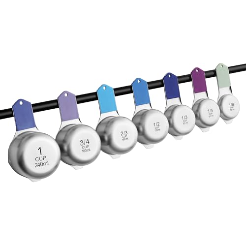 Spring Chef Magnetic Stainless Steel Measuring Cups Set of 7, Winter Frost - color: Winter Frost, size: Magnetic - Set of 7