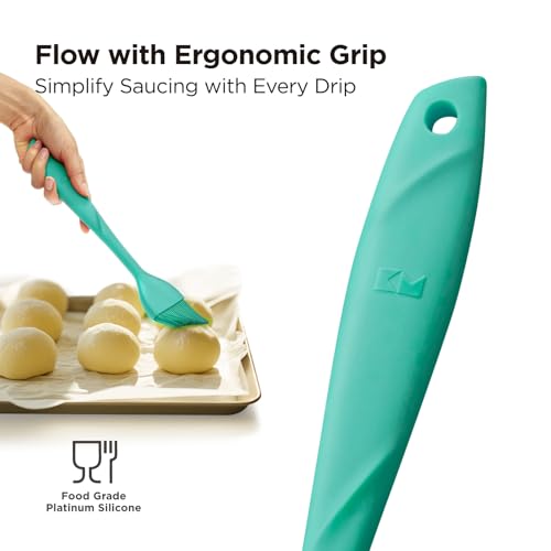 Kitchen Mama WaltzGrip Platinum Silicone Basting Pastry Brush, Teal - color: Teal