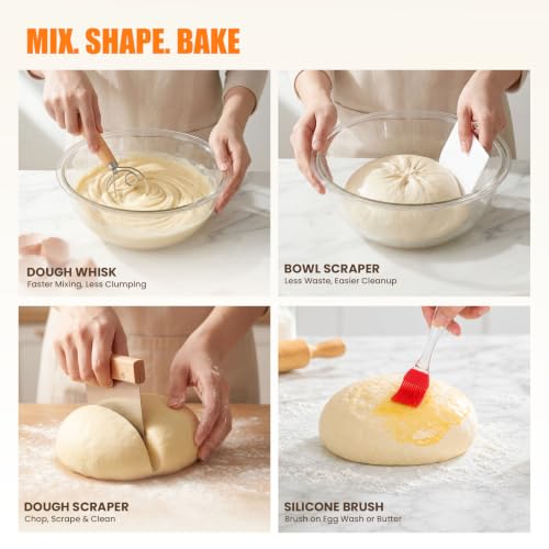 Parmedu Sourdough Starter Kit Bread Baking Supplies with Banneton Basket