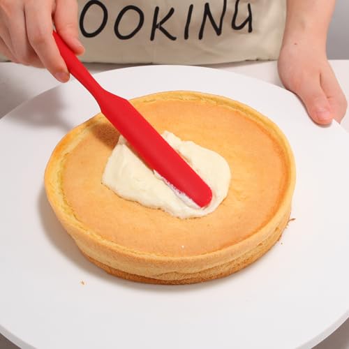 【5 Pack】Silicone Jar Spatula, Long Handle Jar Scraper Spurtle, Sourdough Spatula, Non-Stick Heat Resistant Cake Cream Spatulas Set, Small Spatulas for Kitchen Use - color: Black,Red,Orange,Blue,Green