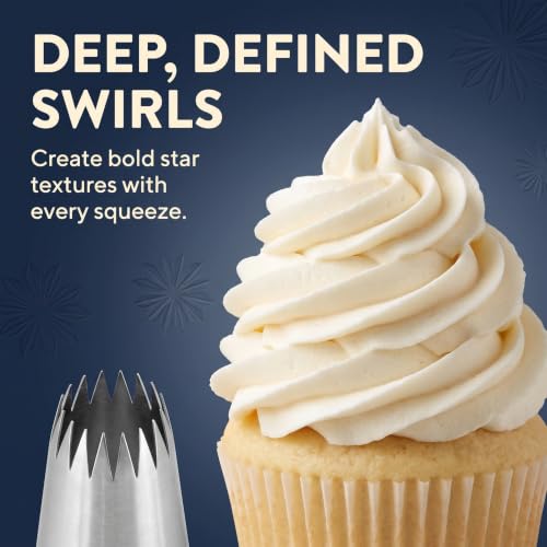 Piping Tip, Piping Tips for Eclair, Open Star Pastry Tip Large for Piping, Icing Tips, Decorating Tools, Icing and Piping Tips (9FT)