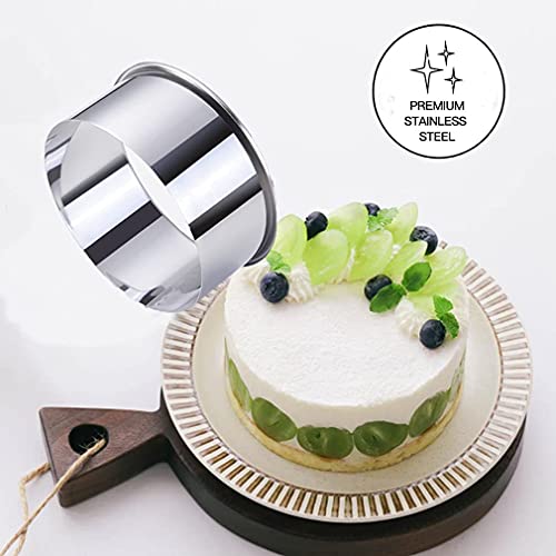 5 Pieces Biscuit Cookie Cutters Set,Stainless Steel Circle Round Cookie Biscuit Cutters in Graduated Sizes Shape Molds for Pastries Doughs Doughnuts - size: 5 Sizes Plain Edge