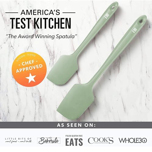 DI ORO Silicone Spatula Set - 600F Heat Resistant, 3-Pc Sage - color: Sage