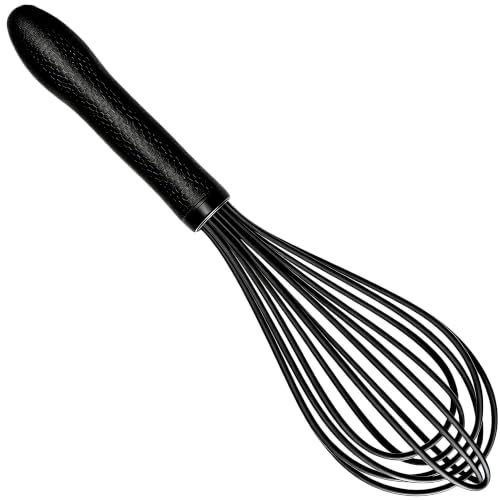 TEEVEA Silicone Whisk 11 Inch, Nonstick Heat Resistant for Cooking Baking - color: Black