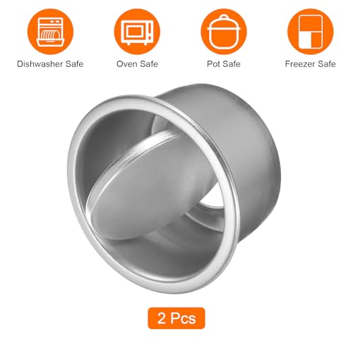 HARFINGTON 2Pcs Round Cake Pan with Removable Loose Bottom 2" Small Cheesecake Pan Anodized Aluminum Nonstick Baking Pan for Wedding Birthdays Party Event - color: Silver Tone, size: 2"