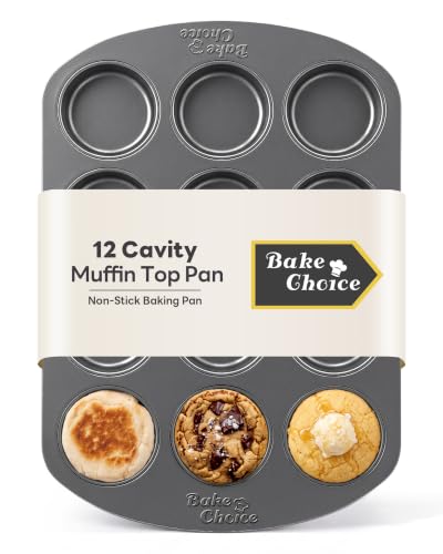 Bake Choice Muffin Top Pan, 12 Cavity Baking Pan for Muffin Tops, Non-Stick