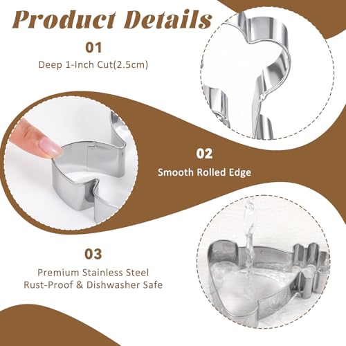 7 PCS Silly Goose Baby Shower Cookie Cutters Set, Stainless Steel Cute Goose Duck Number 1 Balloon Bow Hat Biscuit Cutter Molds for First Birthday Party Decorations