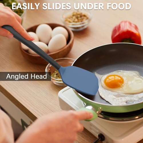 Coukre 3 Pack Silicone Spatula Set, Heat Resistant to 500°F, BPA-Free - color: DarkBlueBlack