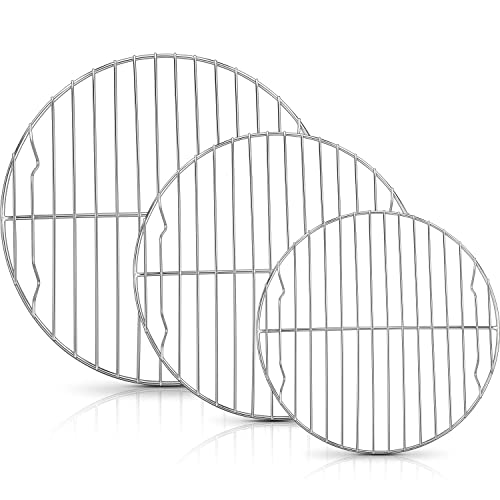 Herogo Round Baking Rack Set of 3, 10.6” & 9” & 7.6”, Stainless Steel Cooling Cooking Racks, Grill Steamer for Oven Pot Air Fryer Canning, Rust Free, Dishwasher Safe - size: 10.6 + 9.1 + 7.6 inch