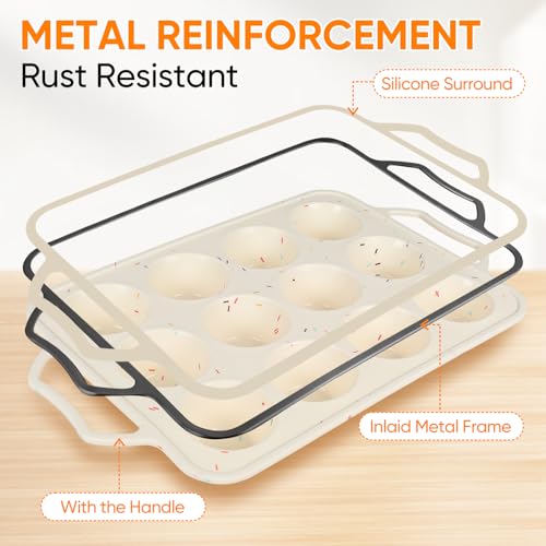 12-Cup Silicone Muffin Pan with Metal Frame - size: 1pc: 12 Cups